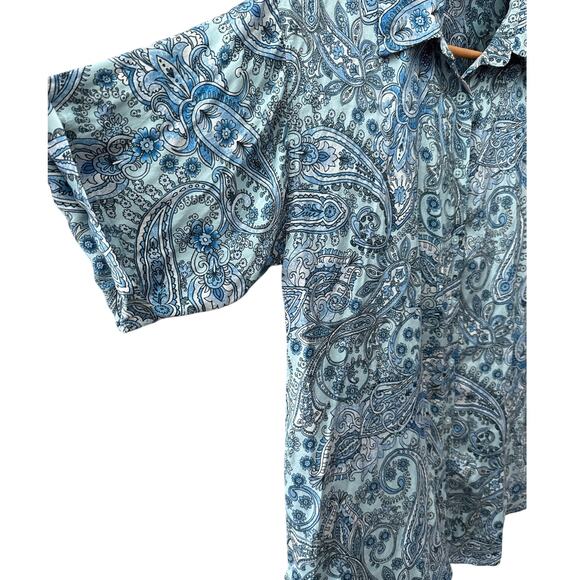Frankie’s Bikinis Fifi Silk Button Up Shirt‎ Blue Paisley Size XS - Picture 8 of 10